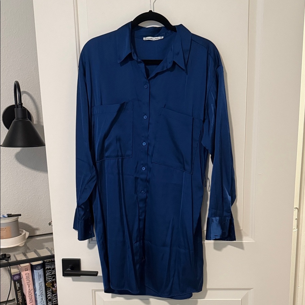 Womens Classic Button-Down shirt dress - Deep Navy